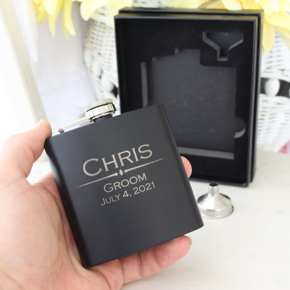 Groom Gift - Flask Set W/ Shot Glasses