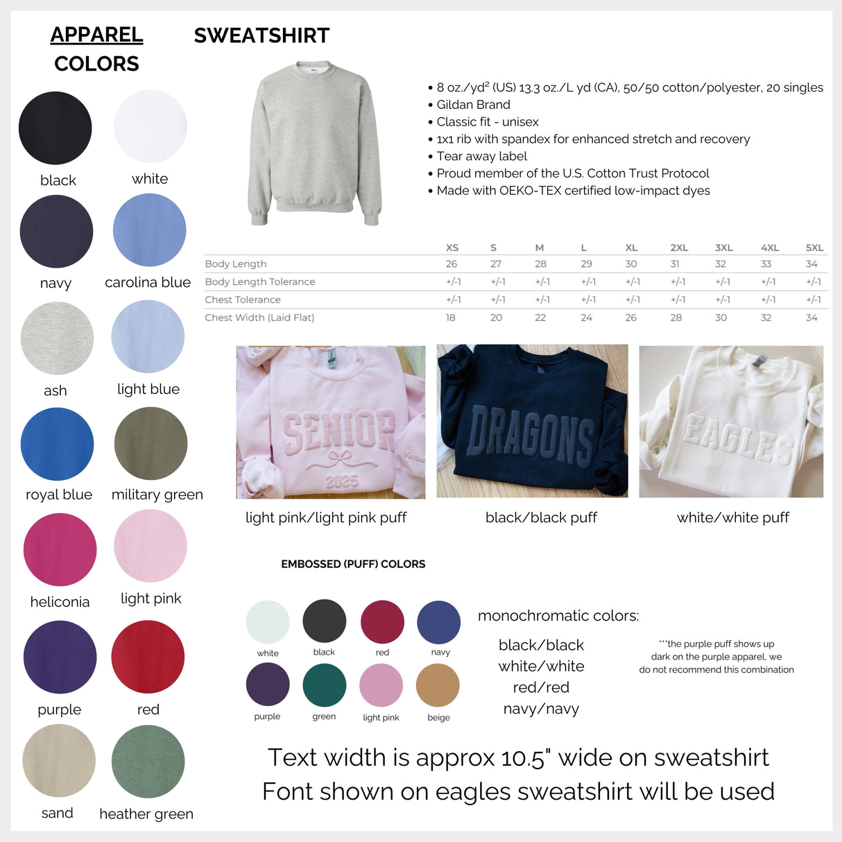 Personalized Team Name Puff Embossed Sweatshirt
